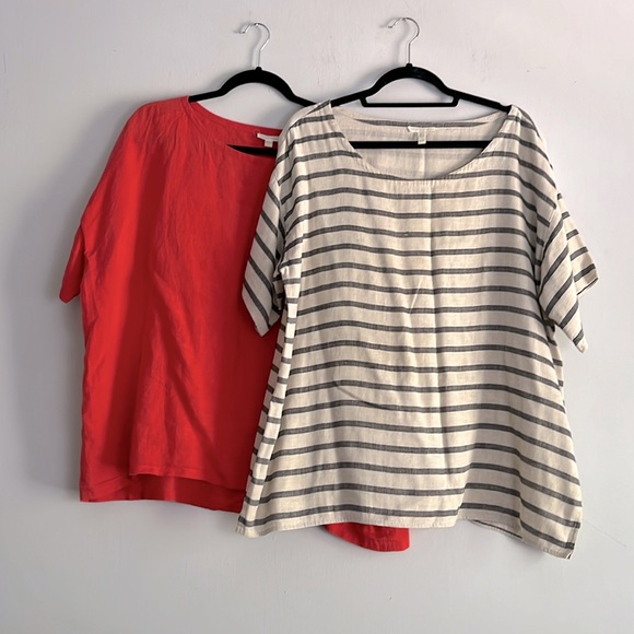 Donated- Eileen Fisher Linen Cotton Short Sleeve Top Bundle XL - Picture 1 of 14